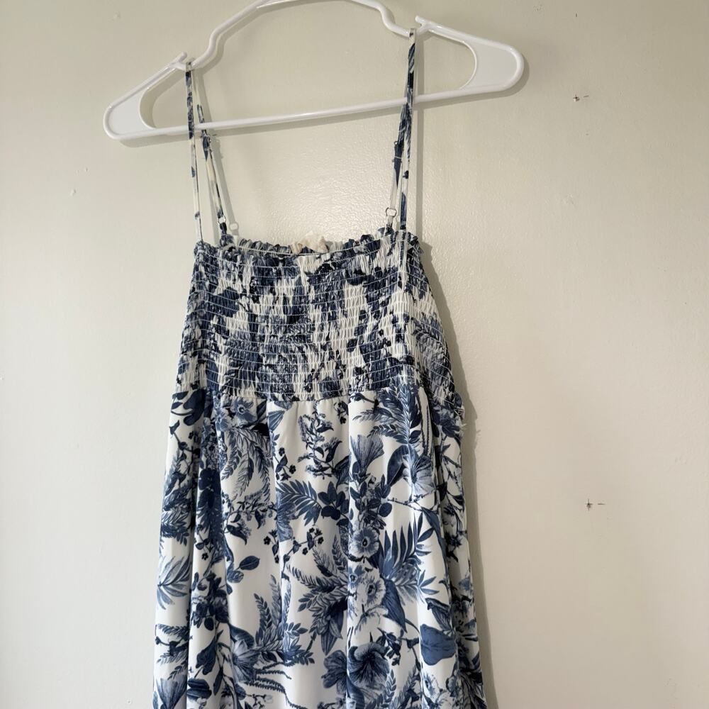 Altar’d State Blue White Floral Smocked Tiered Maxi Dress Boho Cottagecore - Picture 3 of 7